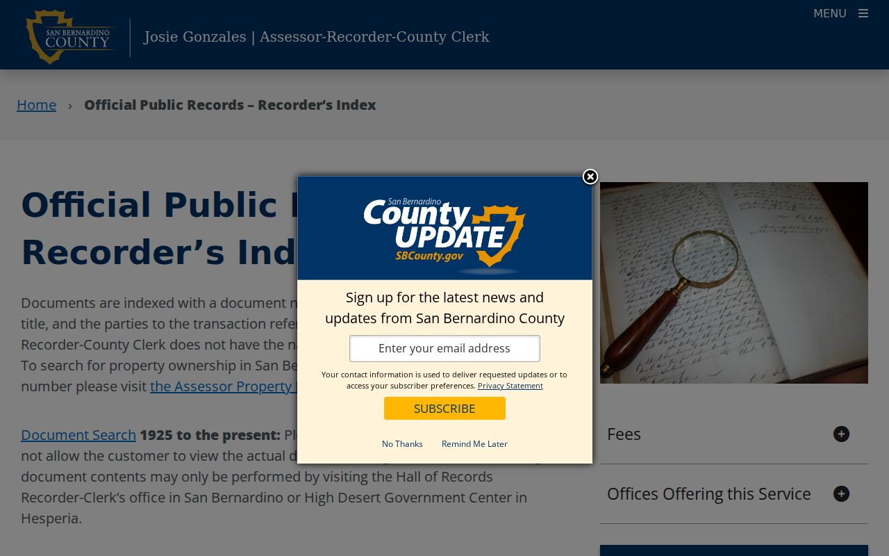 Apple Valley residents directory San Bernardino County recorder index