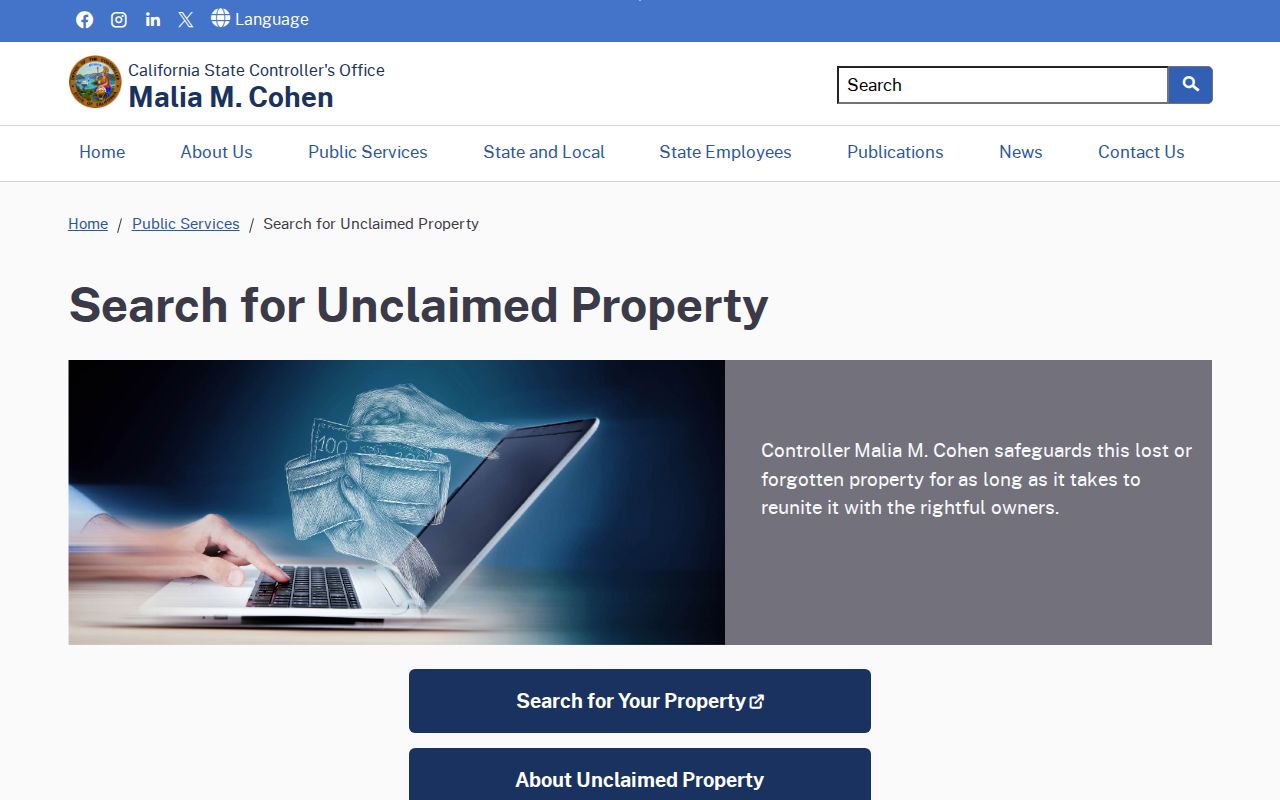 Apple Valley previous residents State Controller unclaimed property gateway