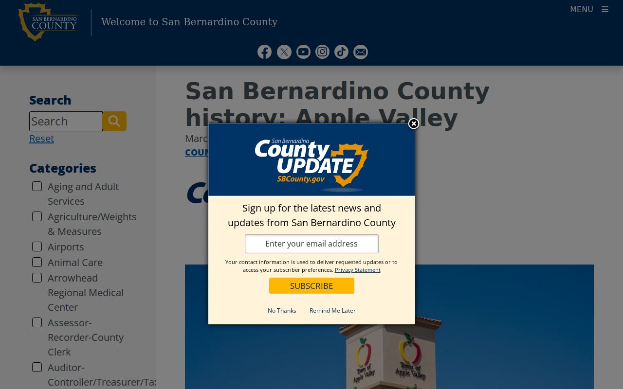 Apple Valley previous residents county history feature