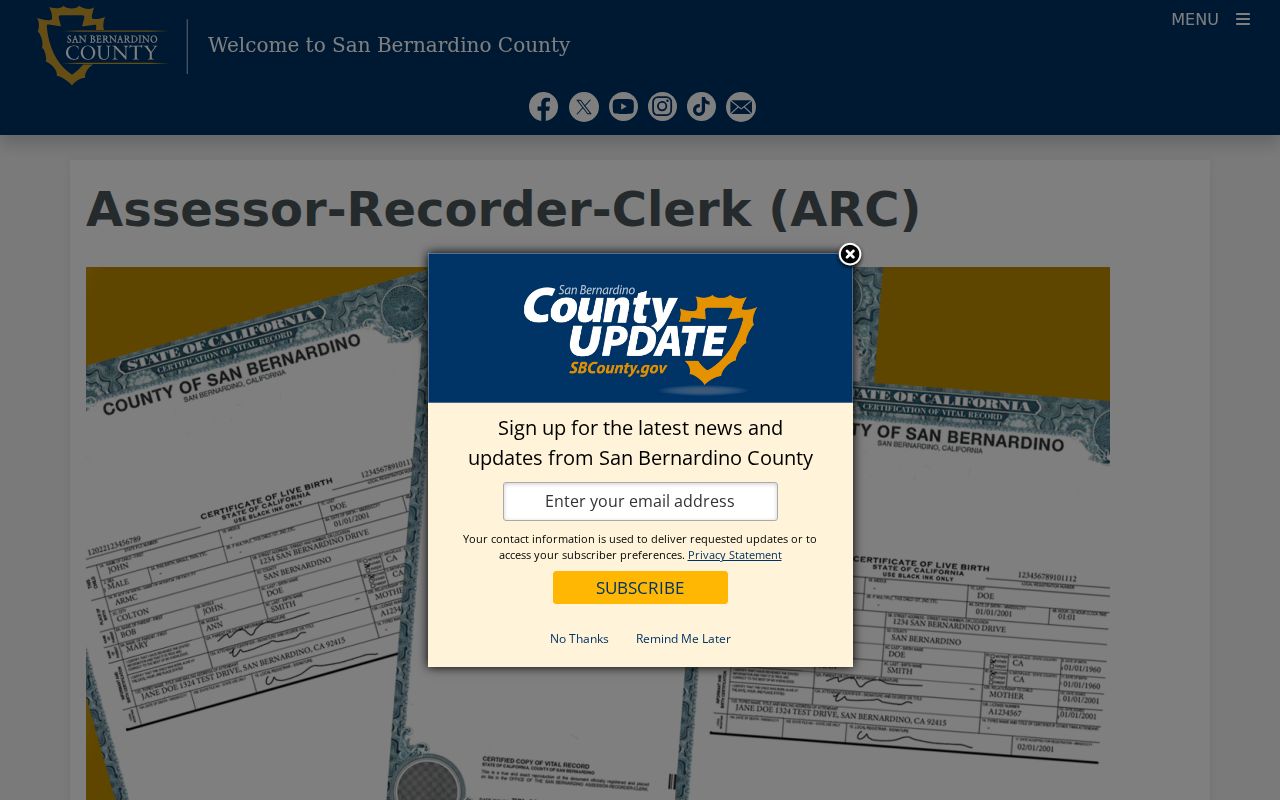 Apple Valley street directory San Bernardino County ARC service summary