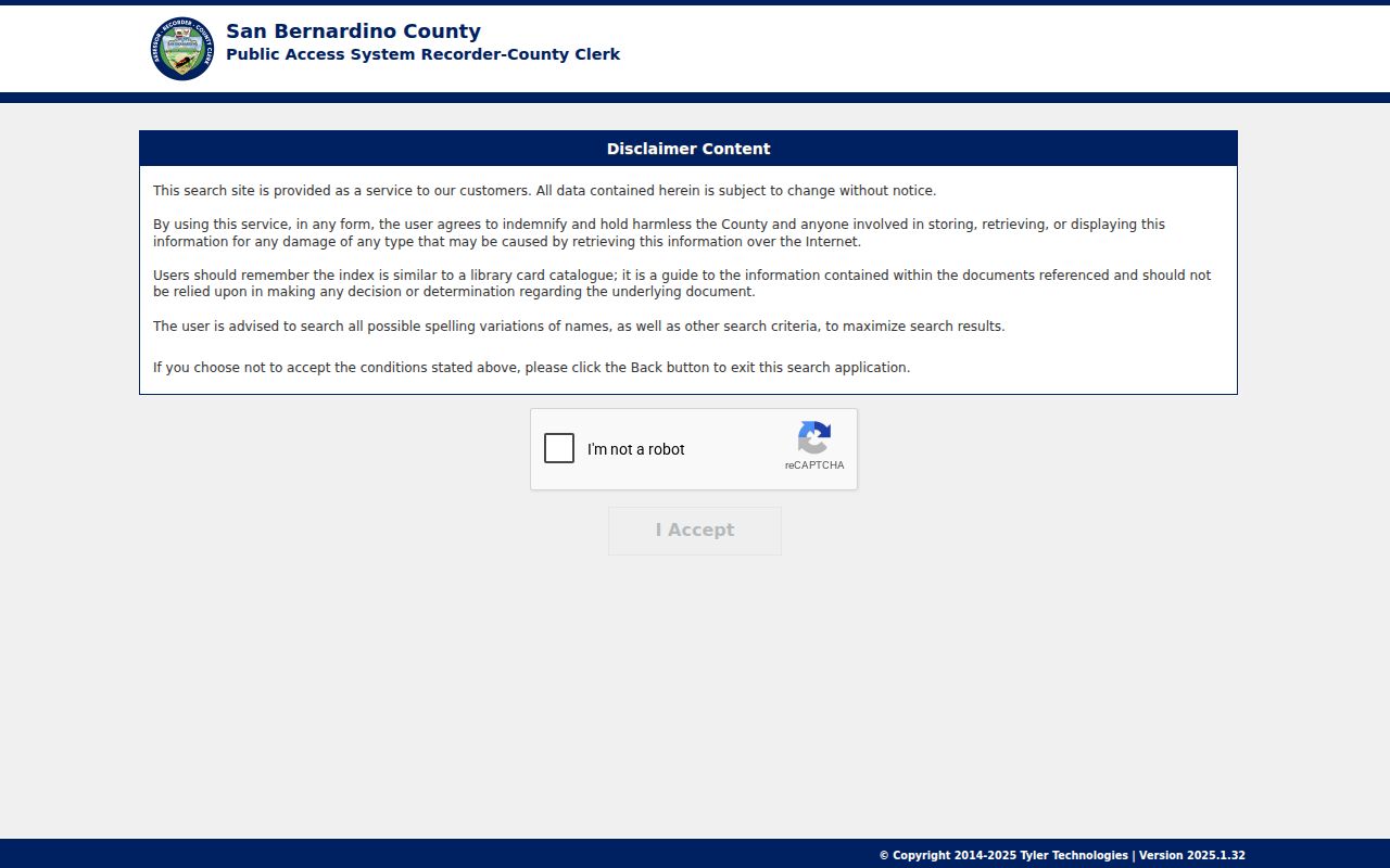 Apple Valley street directory recorder grantor grantee disclaimer